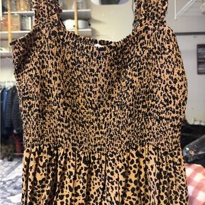 Leopard Print Smocked Tank Top